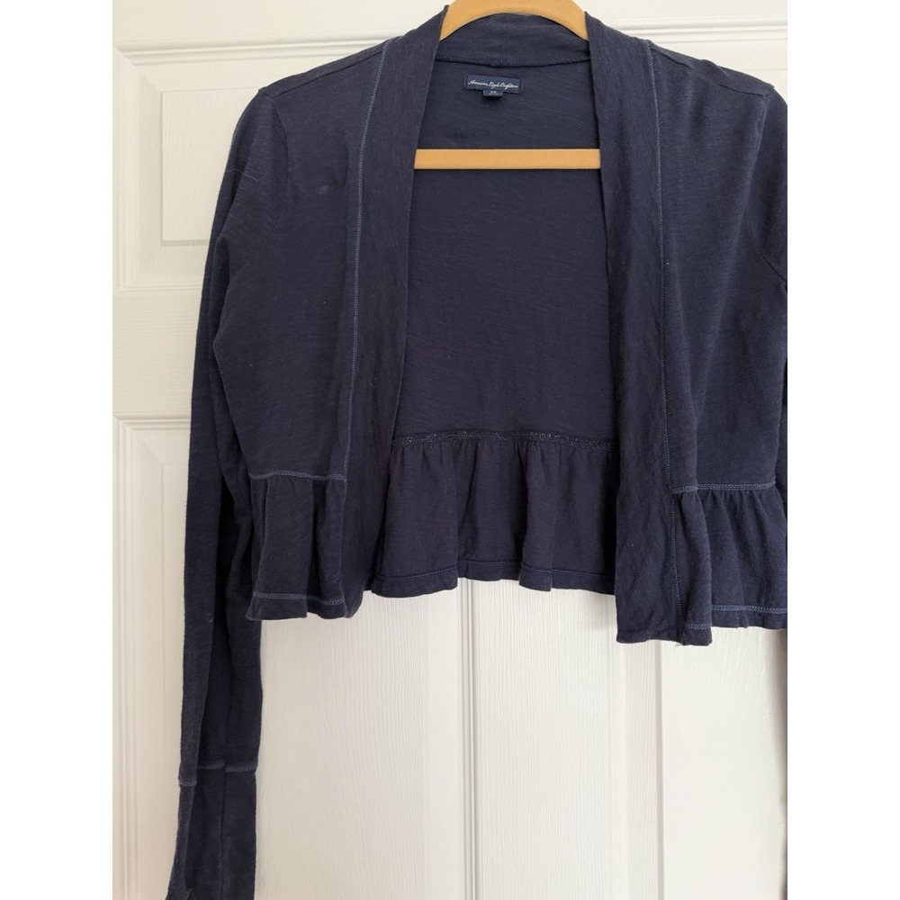 American Eagle Navy Blue Open Front Jersey Cardigan Lightweight Casual Layer S/P - Picture 5 of 9